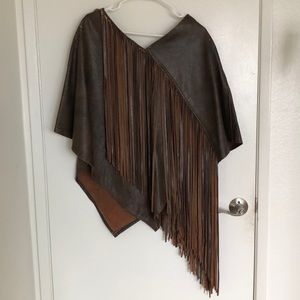 Vintage Leather Fringe Poncho